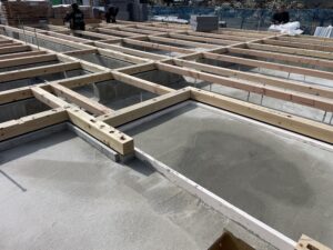 岐阜　新築事務所　基礎土台伏の様子